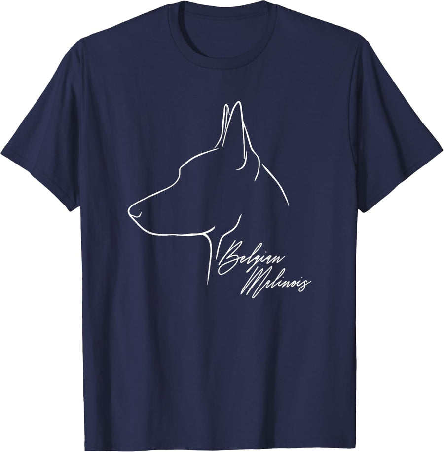 Proud Belgian Malinois profile dog mom gift dog lover Men Women Girls Kids T-Shirt - Navy Blue