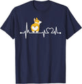 Corgi Heartbeat T-Shirt Funny Pet Cool Lover Gift - Navy Blue