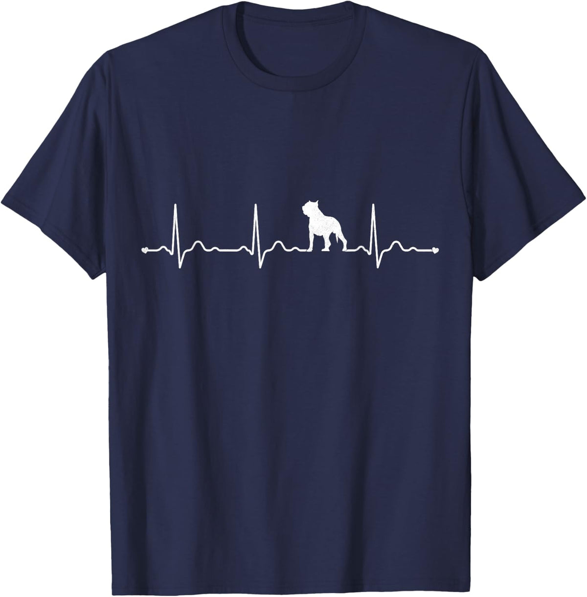 Pitbull Heartbeat I Love My Pitbull T-Shirt - Navy Blue