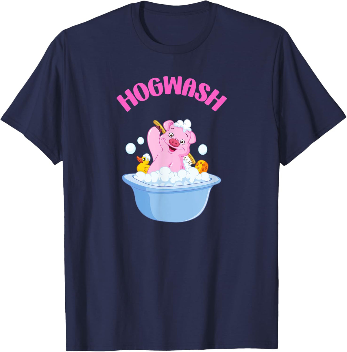 Hogwash Micro Pig Owner Mom Dad Farmer T-Shirt - Navy Blue