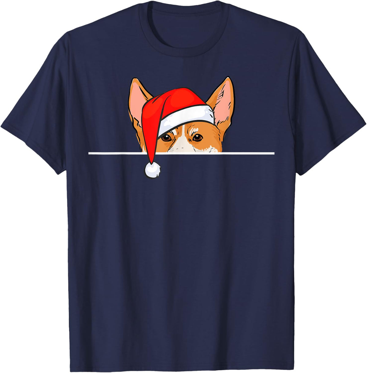 Pembroke Welsh Corgi Dog Christmas T-Shirt - Navy Blue