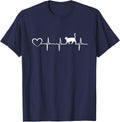 Cat Heartbeat Heart - Cat Puppy Cats Hearts Baby Cat Owner T-Shirt - Navy Blue