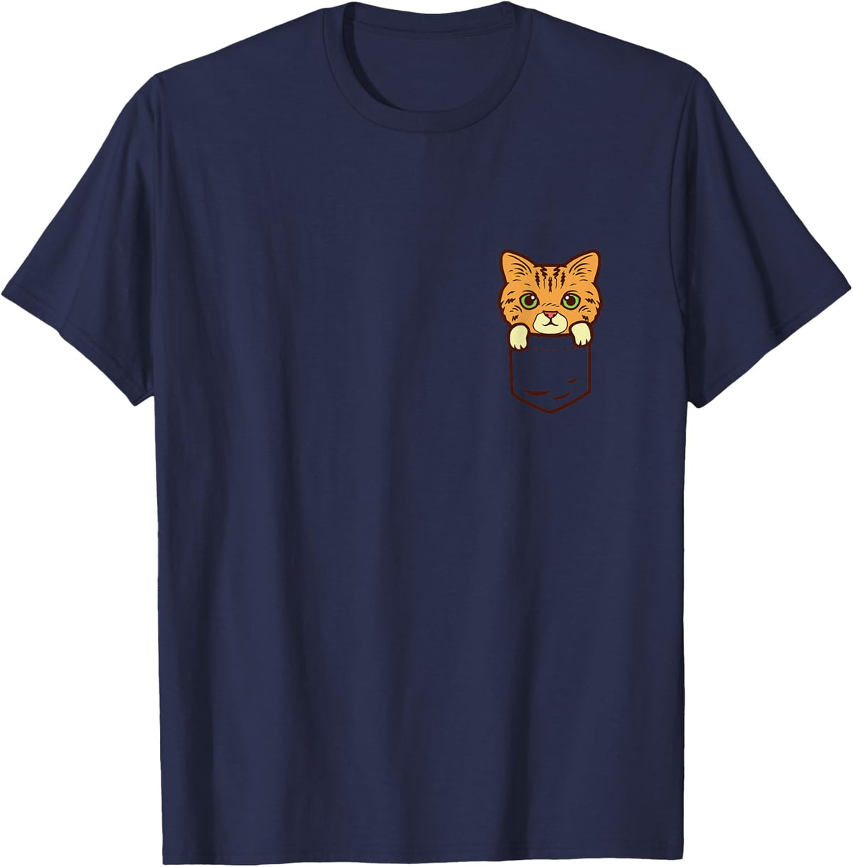 Pocket Cat Cute Kitten Face Pet Lover Owner Men Women Gift T-Shirt - Navy Blue