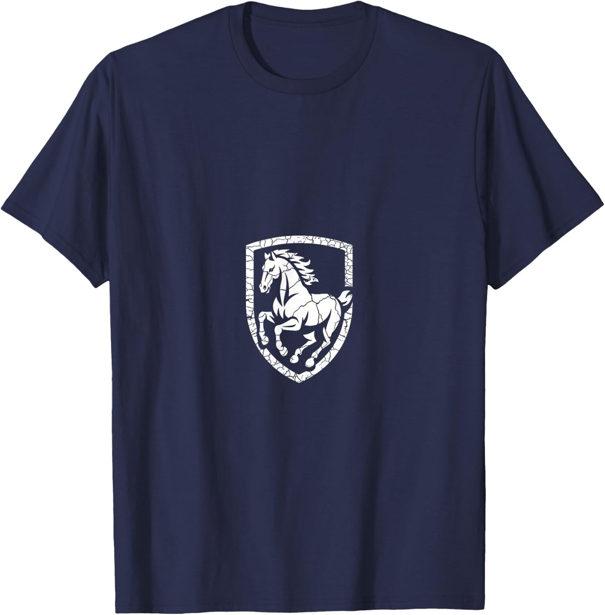 Vintage Horse Shield Emblem Cowgirl T-Shirt - Navy Blue