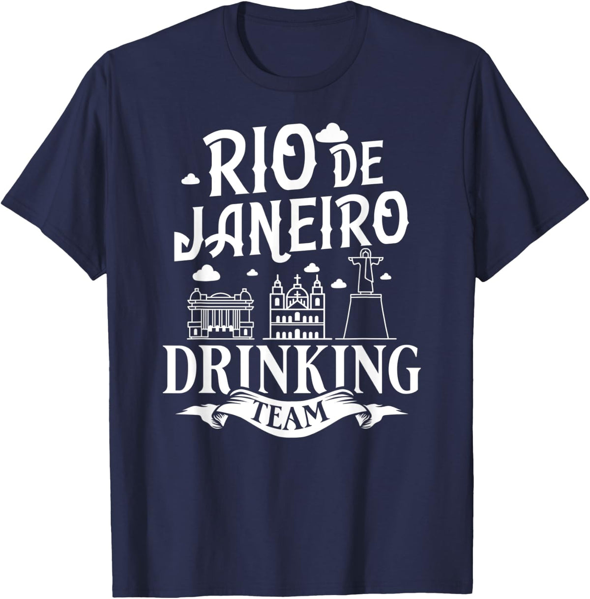 Rio de Janeiro Brazil City Trip Skyline Map Travel T-Shirt - Navy Blue