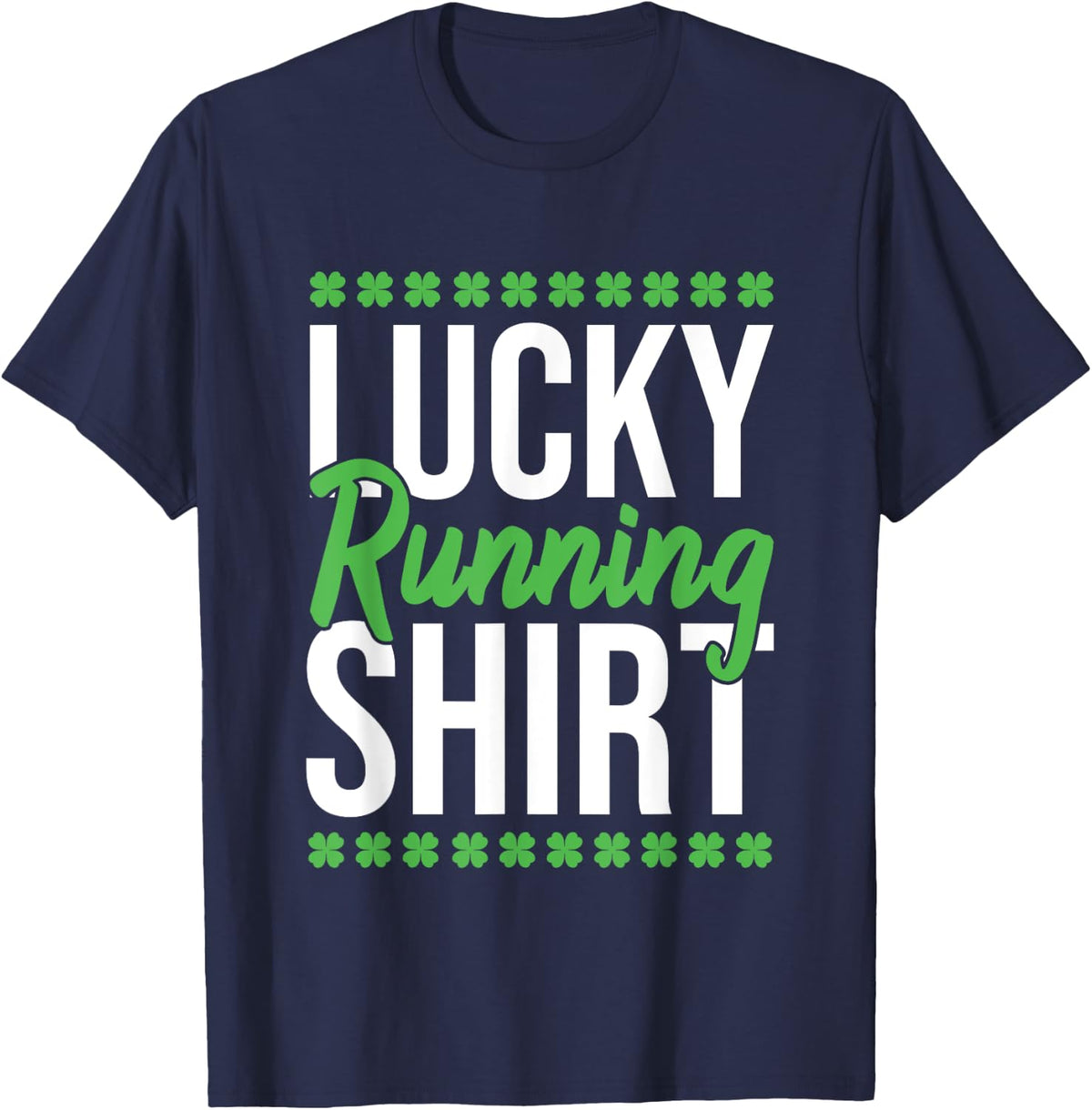 Irish St Patricks Day Clover Marathon Happy Run T-Shirt - Navy Blue