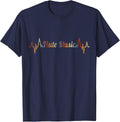 Flute Music Heartbeat Vintage ECG Cardiogram Retro T-Shirt - Navy Blue