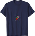 Vintage Pitbull Rock Playing Guitar Funny Christmas T-Shirt - Navy Blue