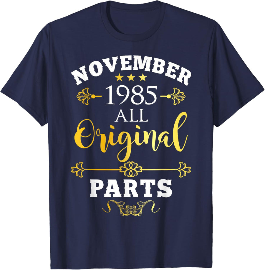 November 1985 Birthday Vintage Born in Nov Bday T-Shirt - Navy Blue