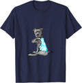 Funny Women Gifts Dog Pitbull I Love Mom Tattoo Gift T-Shirt - Navy Blue