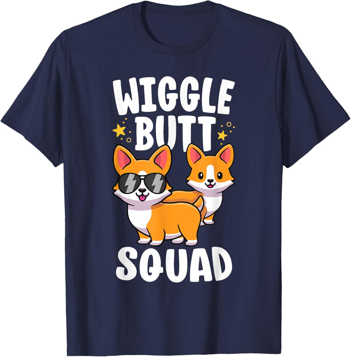 Funny Corgi Shirt For Kids Women Wiggle Butt Squad Crew T-Shirt - Navy Blue