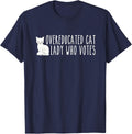 Funny Overeducated Cat Lady Who Votes For Kamala Harris 2024 T-Shirt - Navy Blue