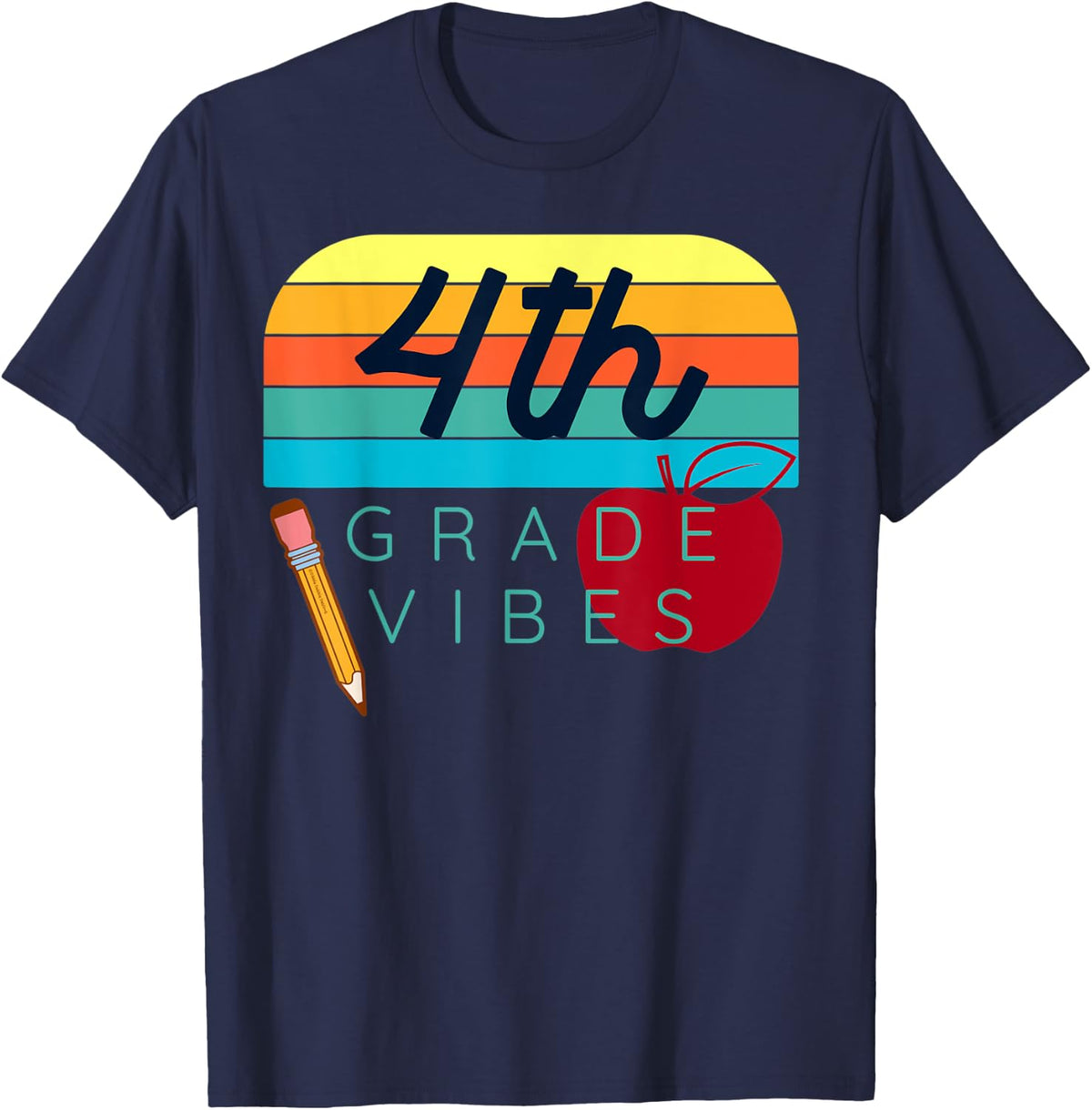 Back to School Fourth Grade Teacher Kids Fourth Grade Vibes T-Shirt - Navy Blue