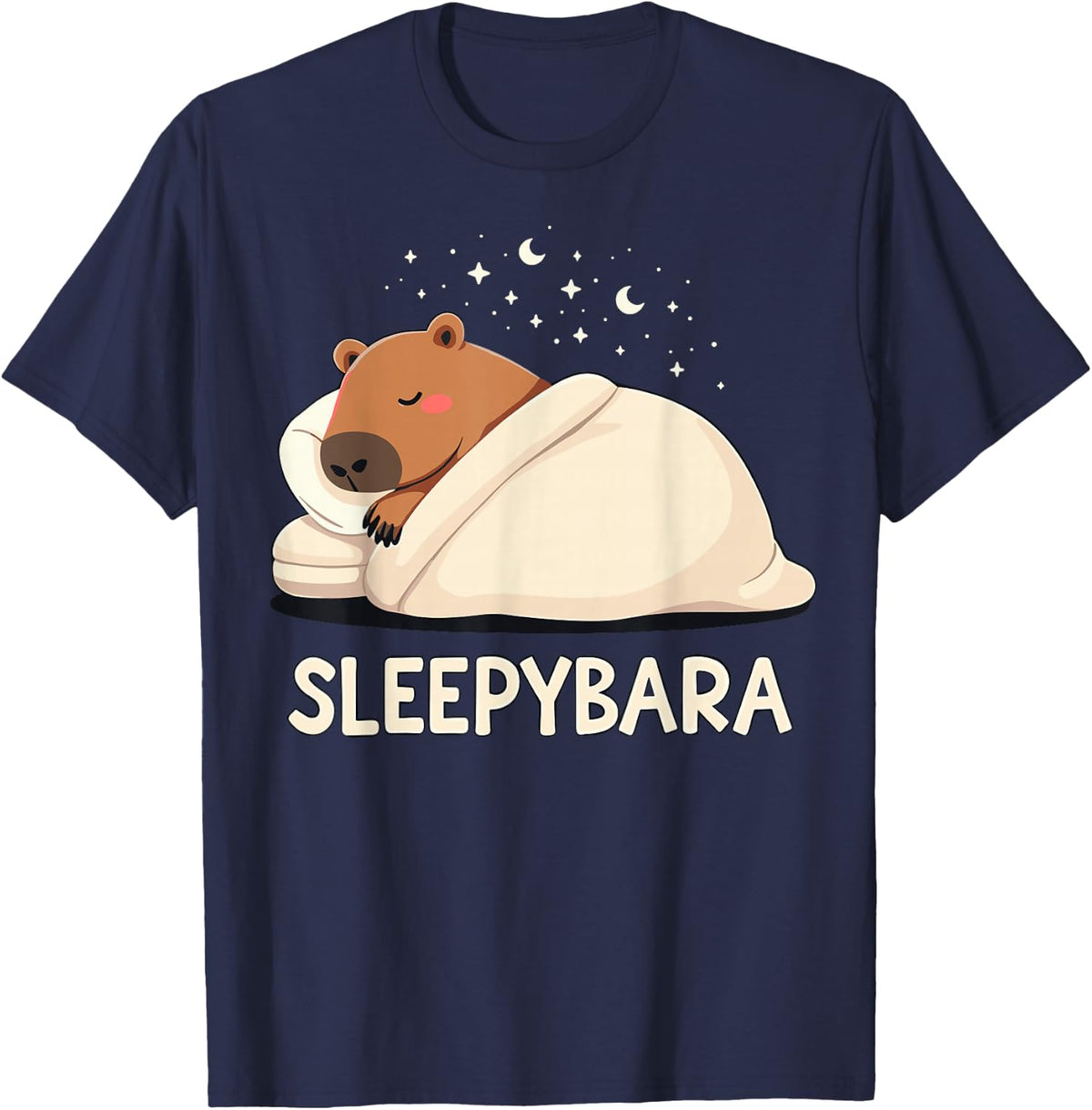 Capybara Sleep Pajamas Sleepybara Tee Funny Capybara T-Shirt - Navy Blue