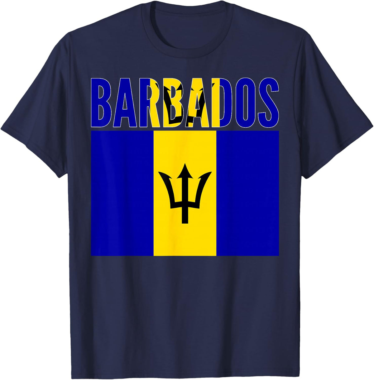 Barbadian - Barbados Country Flag T-Shirt - Navy Blue