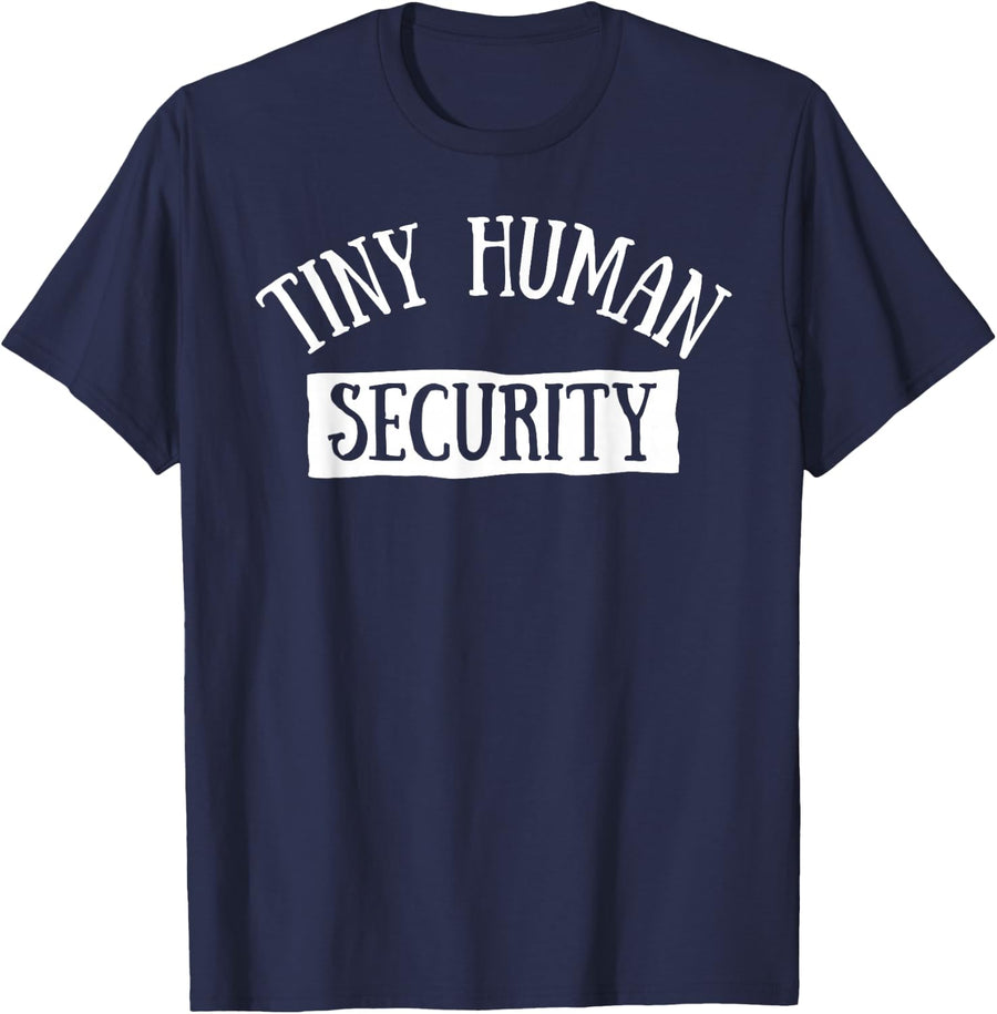 Tiny Human Security Daycare Teacher Toddler Matching Crew Tee T-Shirt - Navy Blue