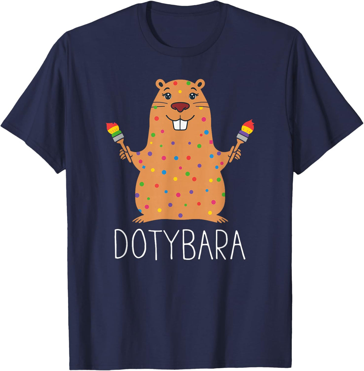 Happy Dot Day Capybara Dotybara Funny Pun Animal T-Shirt - Navy Blue