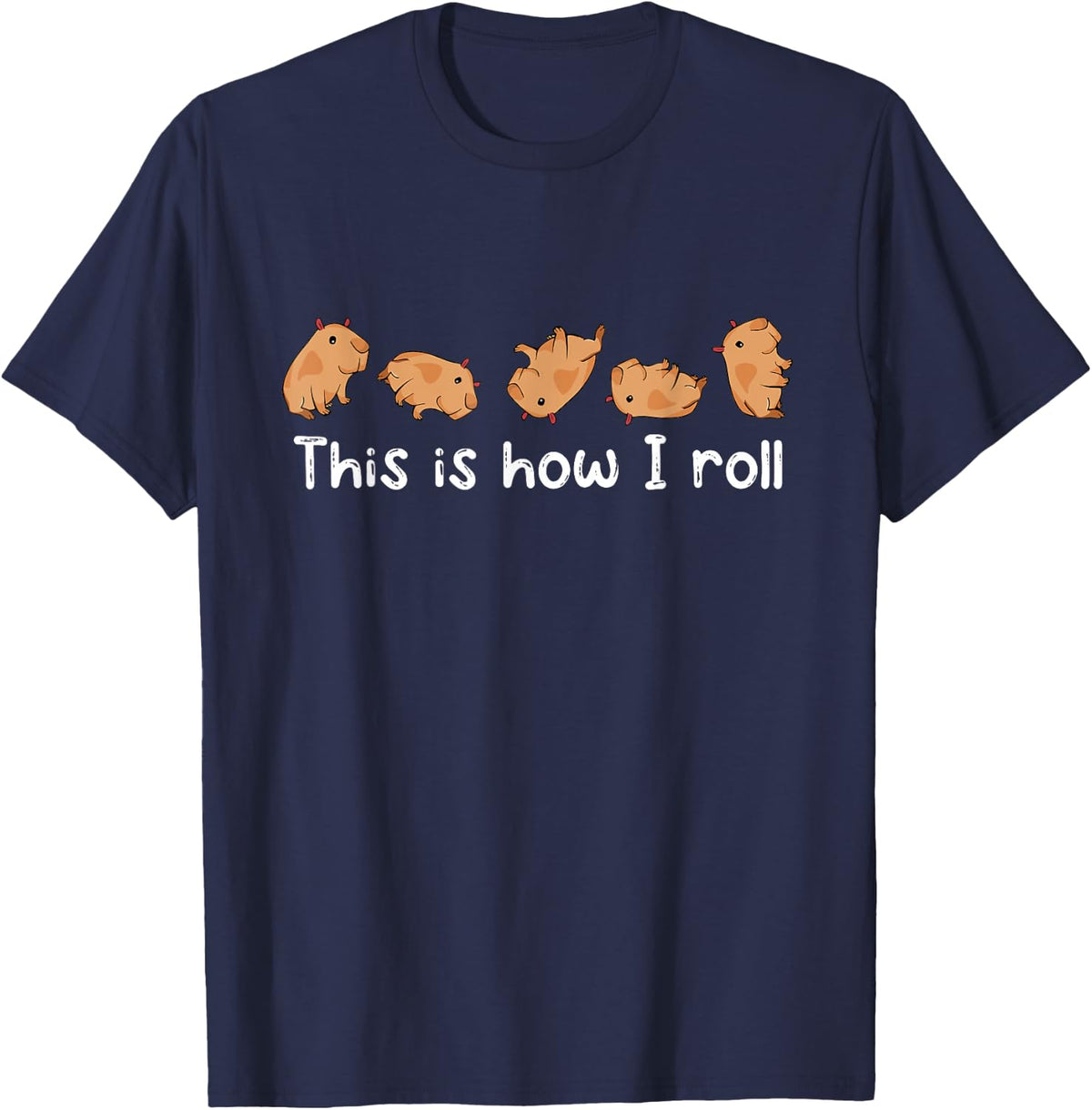 Capybara Lover Kids This is How I Roll Capybara T-Shirt Small - Navy Blue