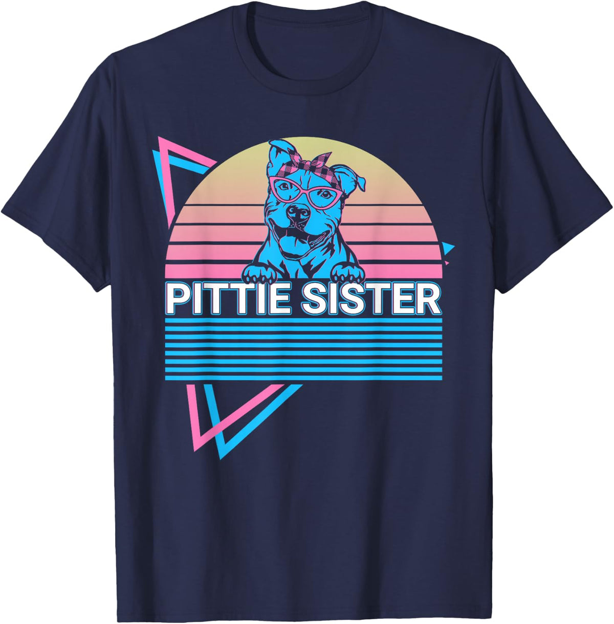 Pitbull Pit Bull Sister Retro Pittie Sister T-Shirt - Navy Blue