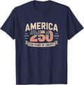 250 Years American 1776 2026 250th USA Birthday 4th of July T-Shirt - Navy Blue