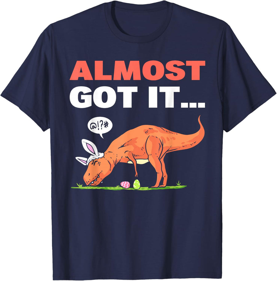 T-Rex Easter Eggs Have Almost Done Happy Eastrawr Dinosaur T-Shirt - Navy Blue