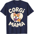 Cute Corgi Art for Women Girls Kids Cardigan Corgi Dog Lover T-Shirt - Navy Blue