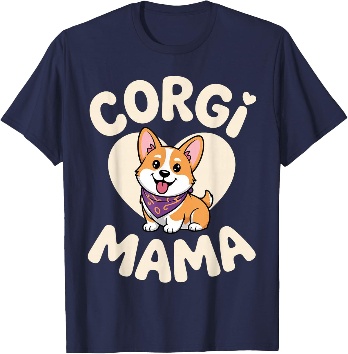 Cute Corgi Art for Women Girls Kids Cardigan Corgi Dog Lover T-Shirt - Navy Blue
