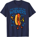 4th Of July Here For Wieners Patriotic Hotdog Men Women Kids T-Shirt - Navy Blue