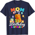 Mom Of The Birthday Capybara Family Party T-Shirt - Navy Blue