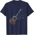 Guitar Men Music Notes Guitarist Musician T-Shirt - Navy Blue