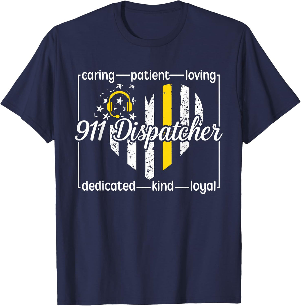 911 Dispatcher Appreciation Heart 911 Operator T-Shirt - Navy Blue