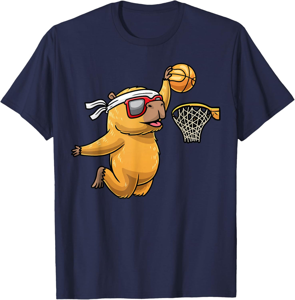 Capybara Children's Basketball Sports Rodent T-Shirt - Navy Blue