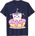 Unicorn Kitty Cat Kitten on Donut Girl Boy Kids Youth Child T-Shirt - Navy Blue