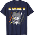 Gaymer Purride Cat Video Game Gamer LGBTQ Gay Bear Flag Gay T-Shirt - Navy Blue