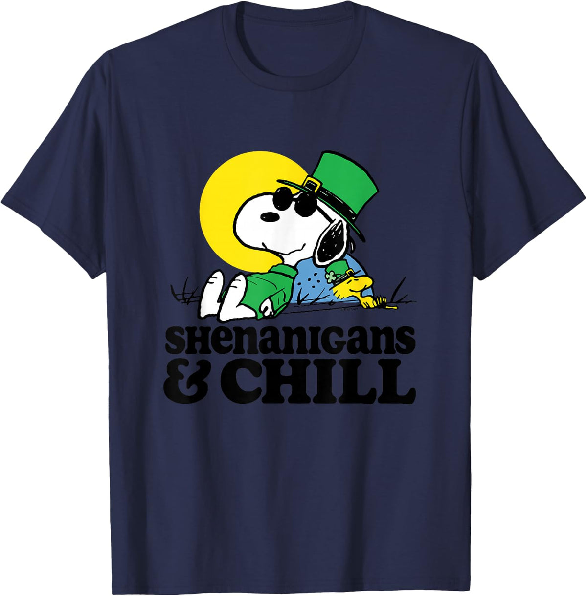 Peanuts - Snoopy Woodstock St. Patrick's Day Shenanigans T-Shirt - Navy Blue