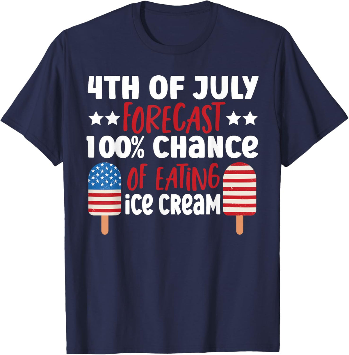 American Flag Patriotic Ice Cream Cone 4th Of July Ice Cream T-Shirt - Navy Blue