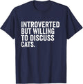 Introverted But Willing To Discuss Cats T-Shirt - Navy Blue