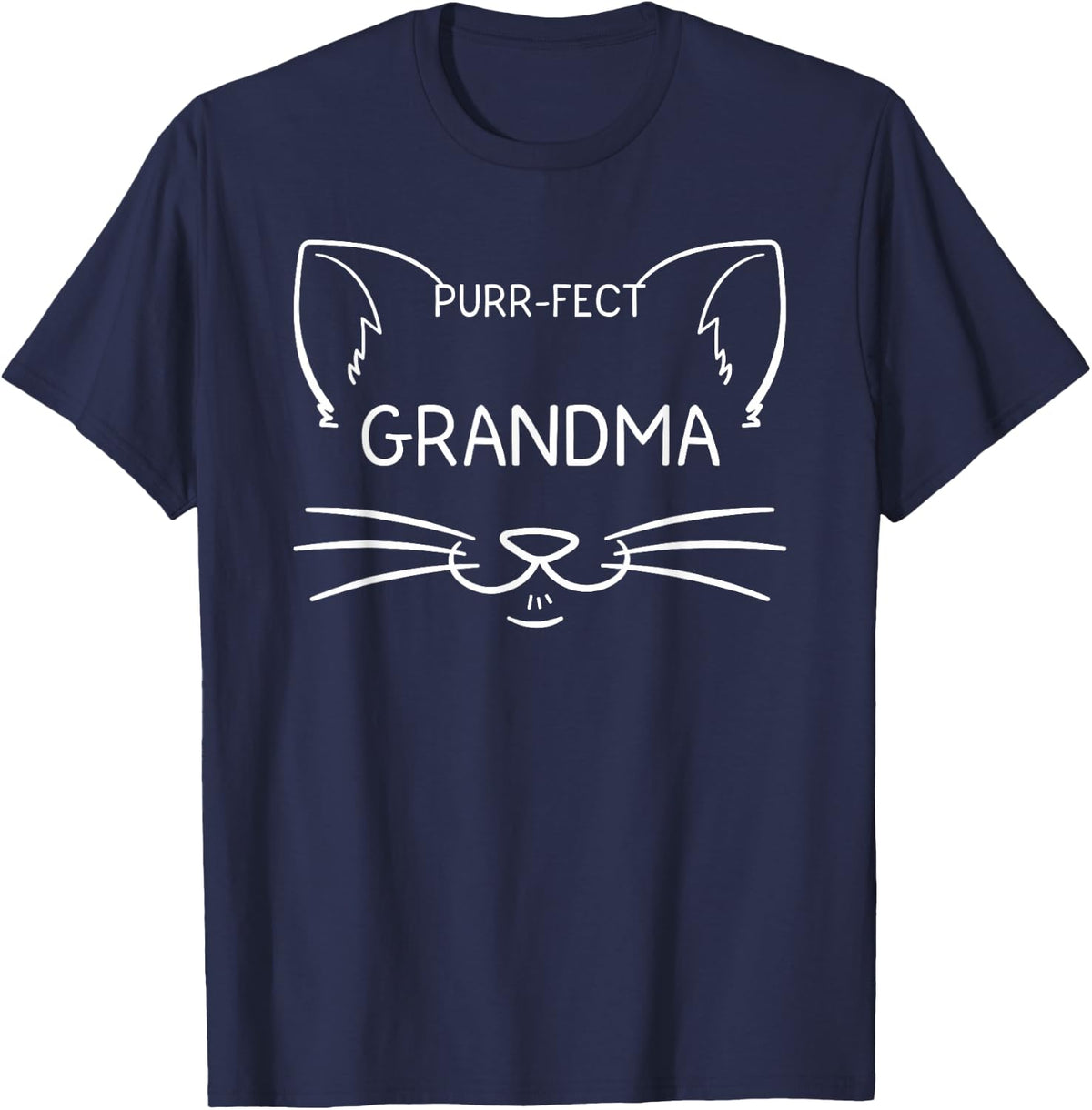 Purr-fect Grandma Funny Cat Lover Grandmother Kitty Owner T-Shirt - Navy Blue