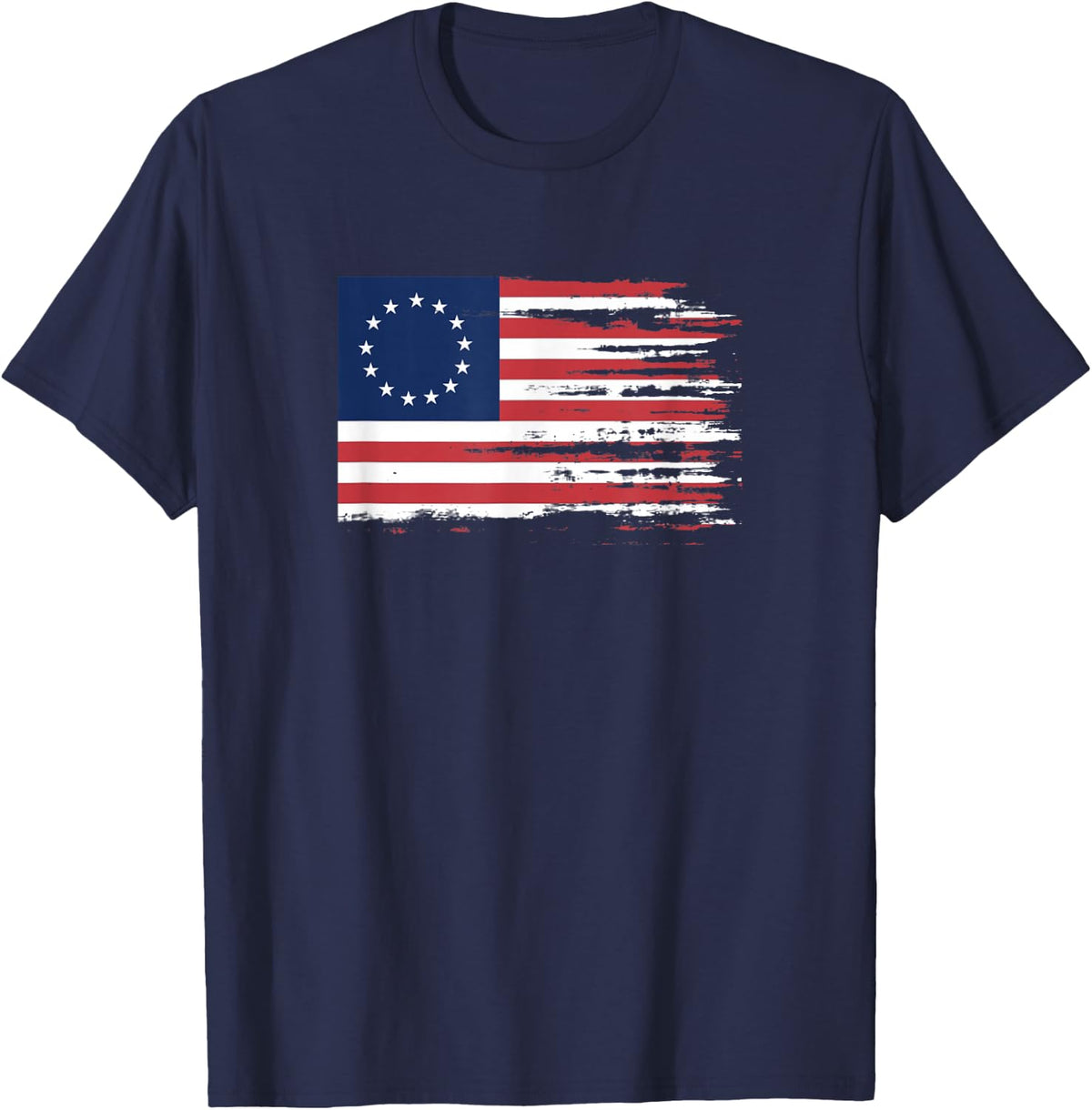 4th of July Patriotic Betsy Ross battle flag 13 colonies T-Shirt - Navy Blue