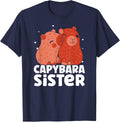 Capybara Sister Capybaras Rodent Animal Lover T-Shirt - Navy Blue