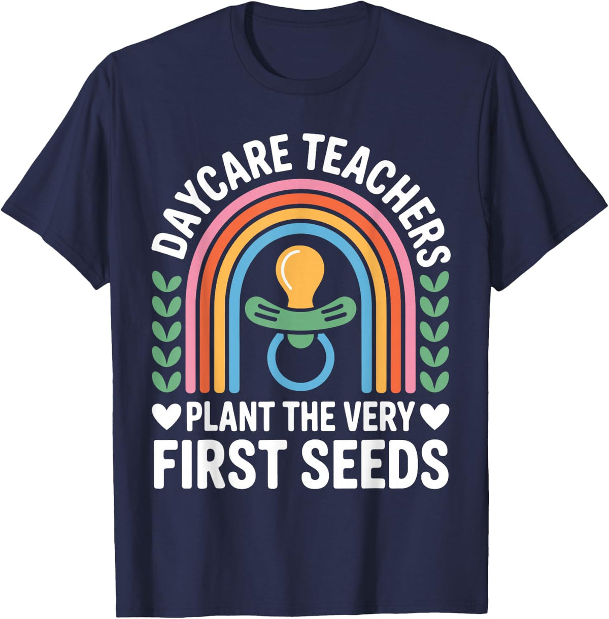 Funny Daycare Teachers Plant The Very First Seeds T-Shirt - Navy Blue