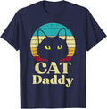 Cat Daddy Sunset Retro Fathers Day Pet Owner Dad Papa Men T-Shirt - Navy Blue