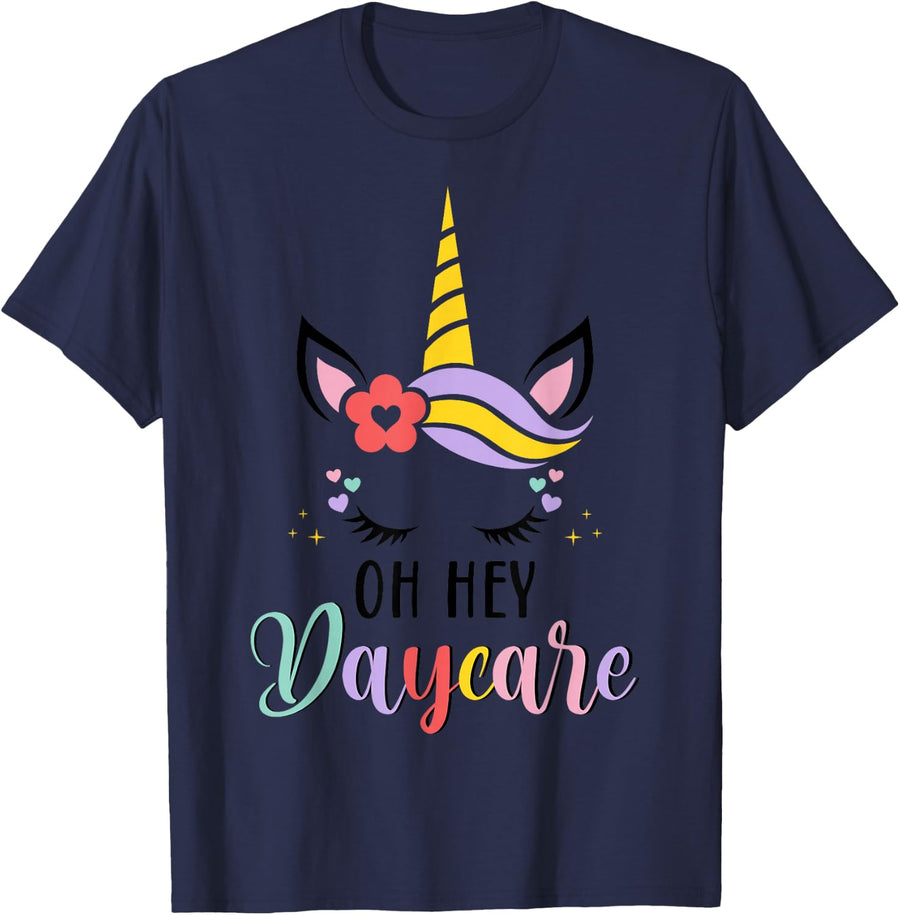 Oh Hey Daycare - Childcare Teacher Unicorn Lover Gifts T-Shirt - Navy Blue