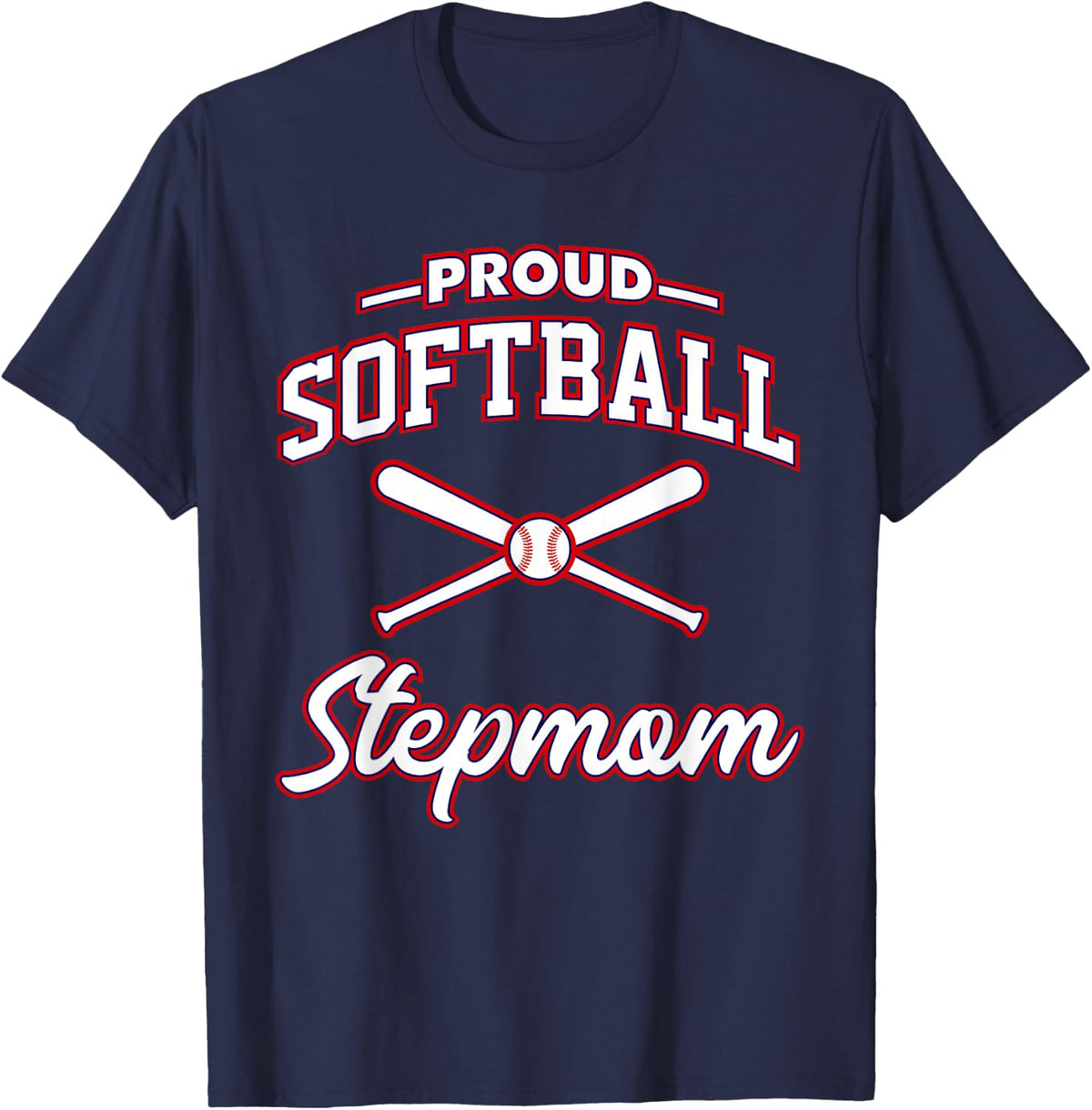 Proud Softball Stepmom T-Shirt - Navy Blue