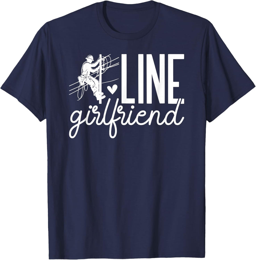Line Girlfriend of A Lineman Girlfriend Lineman's Girlfriend T-Shirt - Navy Blue