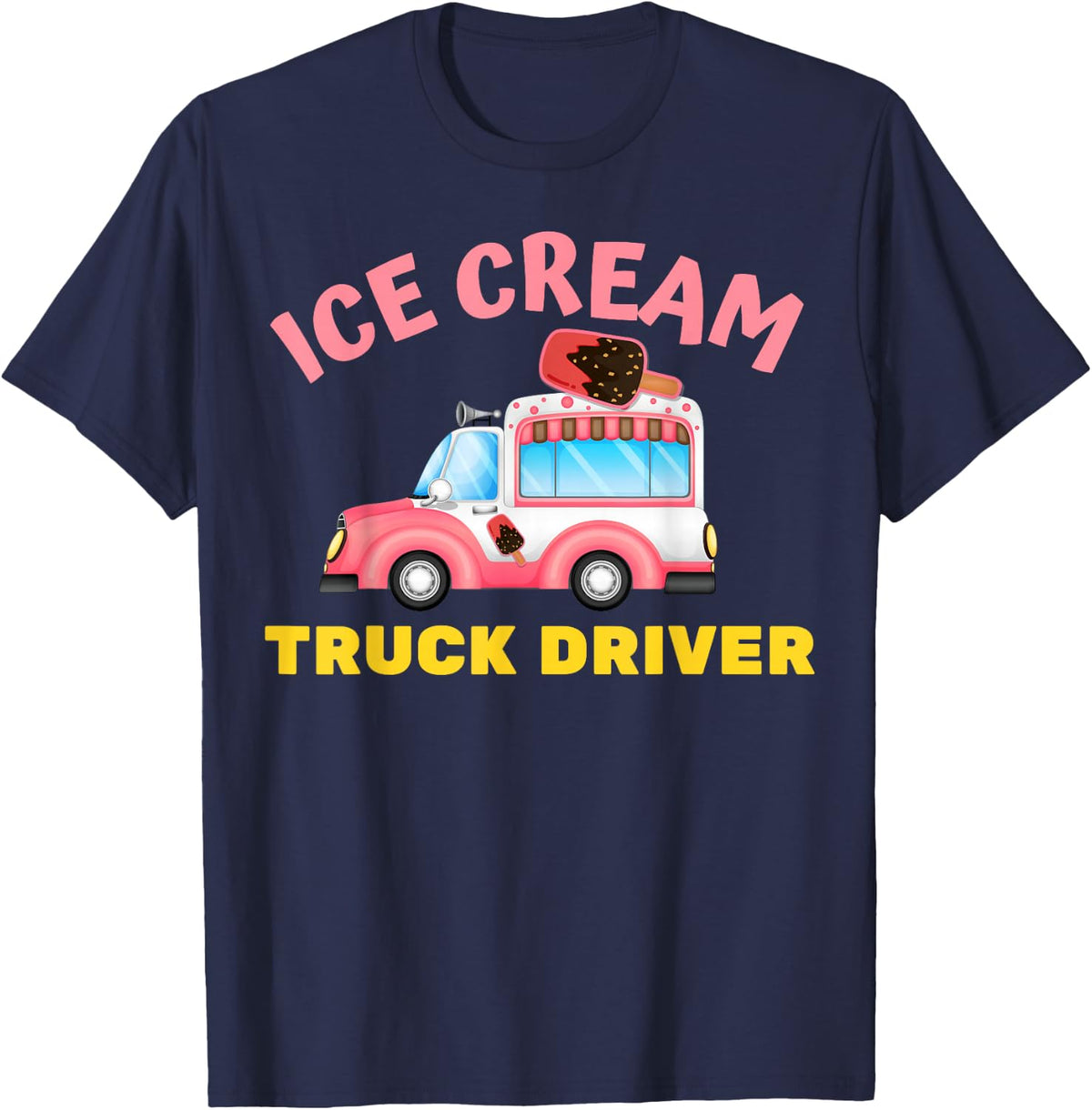 Ice Cream Truck Driver Nostalgic Man Classic Summer Sweet T-Shirt - Navy Blue