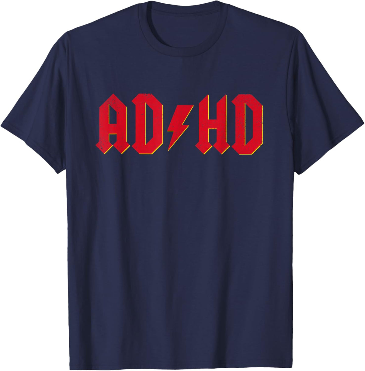 AD/HD ADHD Rock Parody Attention Deficit Men Women Kids T-Shirt - Navy Blue