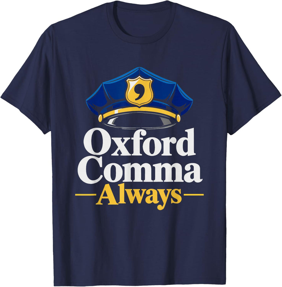 Grammar Police Oxford Comma Always to Serve Funny Halloween T-Shirt - Navy Blue