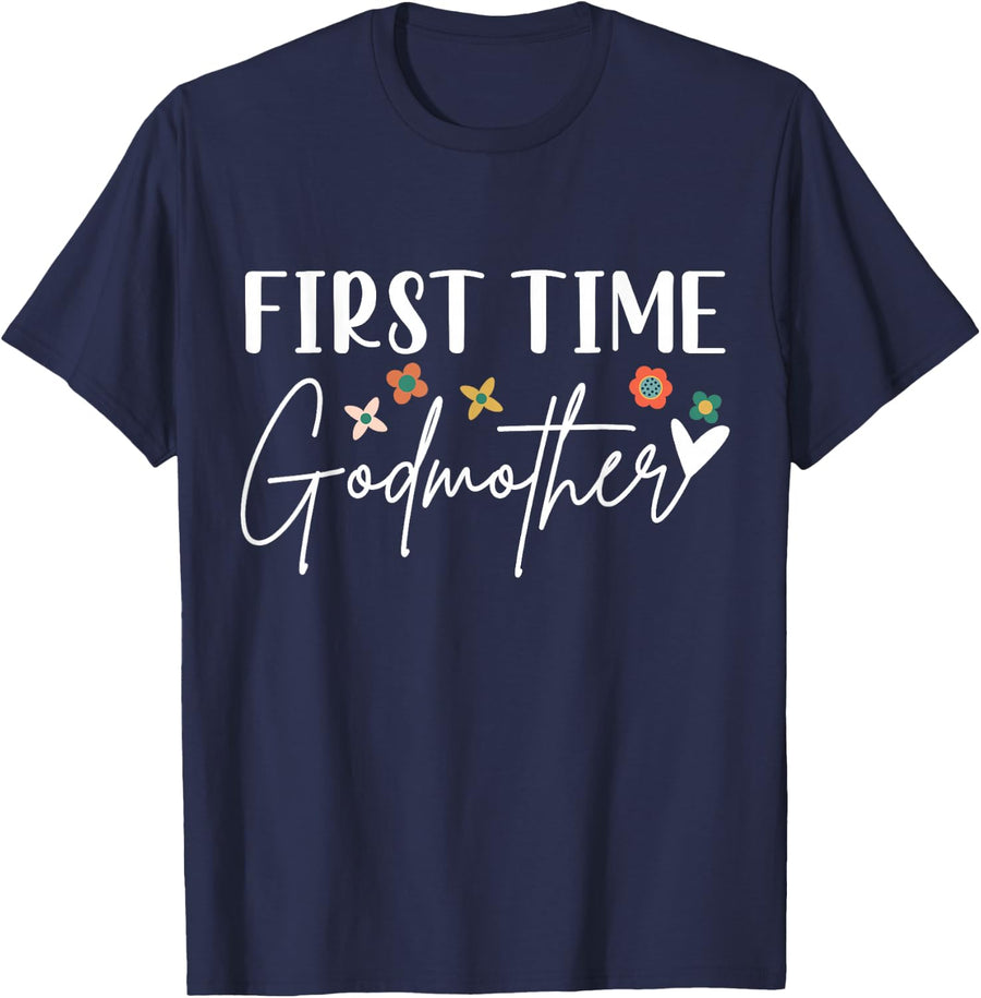 First Time Godmother Madrina Ninang Godmom Baptism T-Shirt - Navy Blue