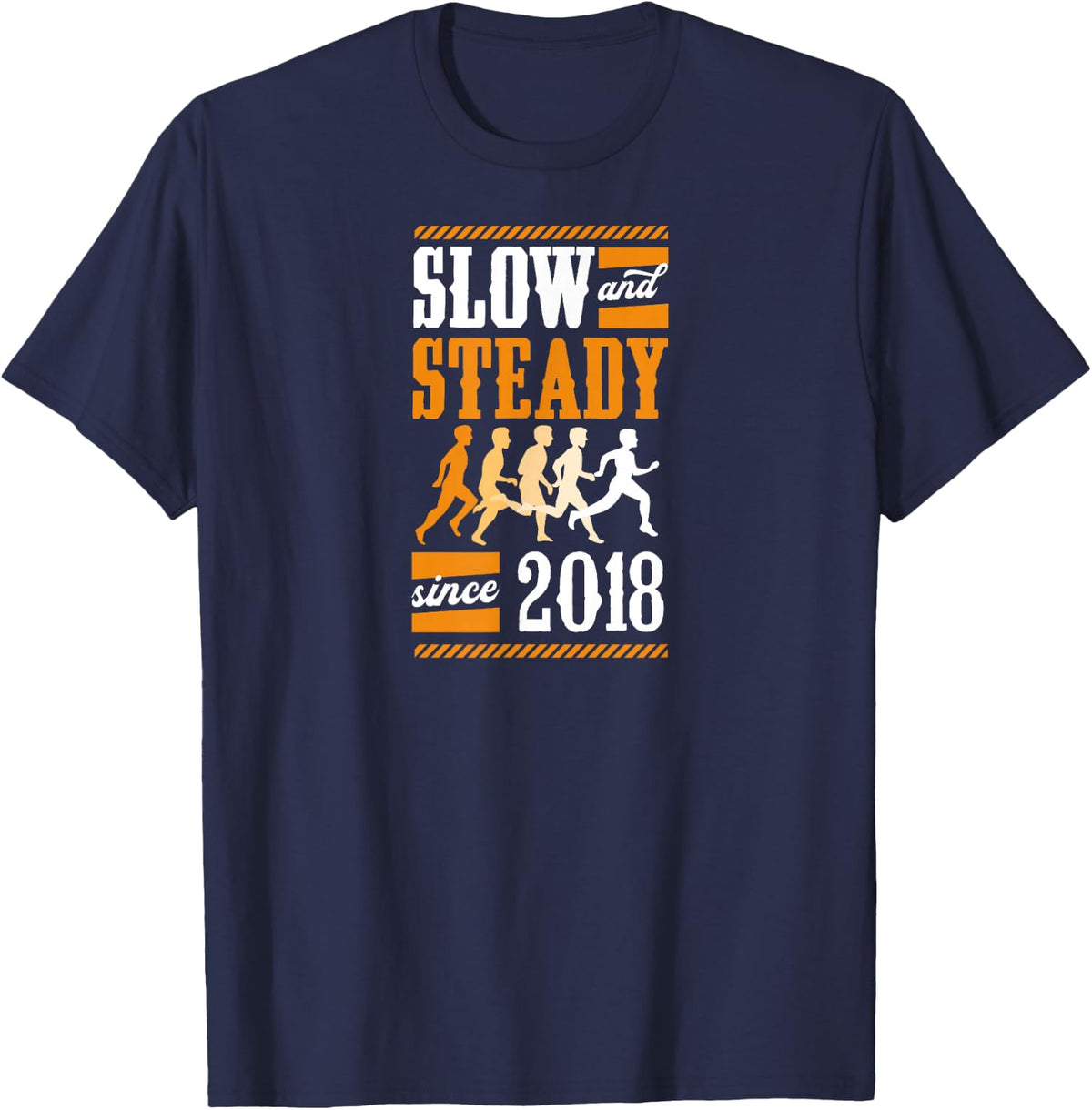 Slow and Steady Since 2018 Birthday Year Cross Country T-Shirt - Navy Blue